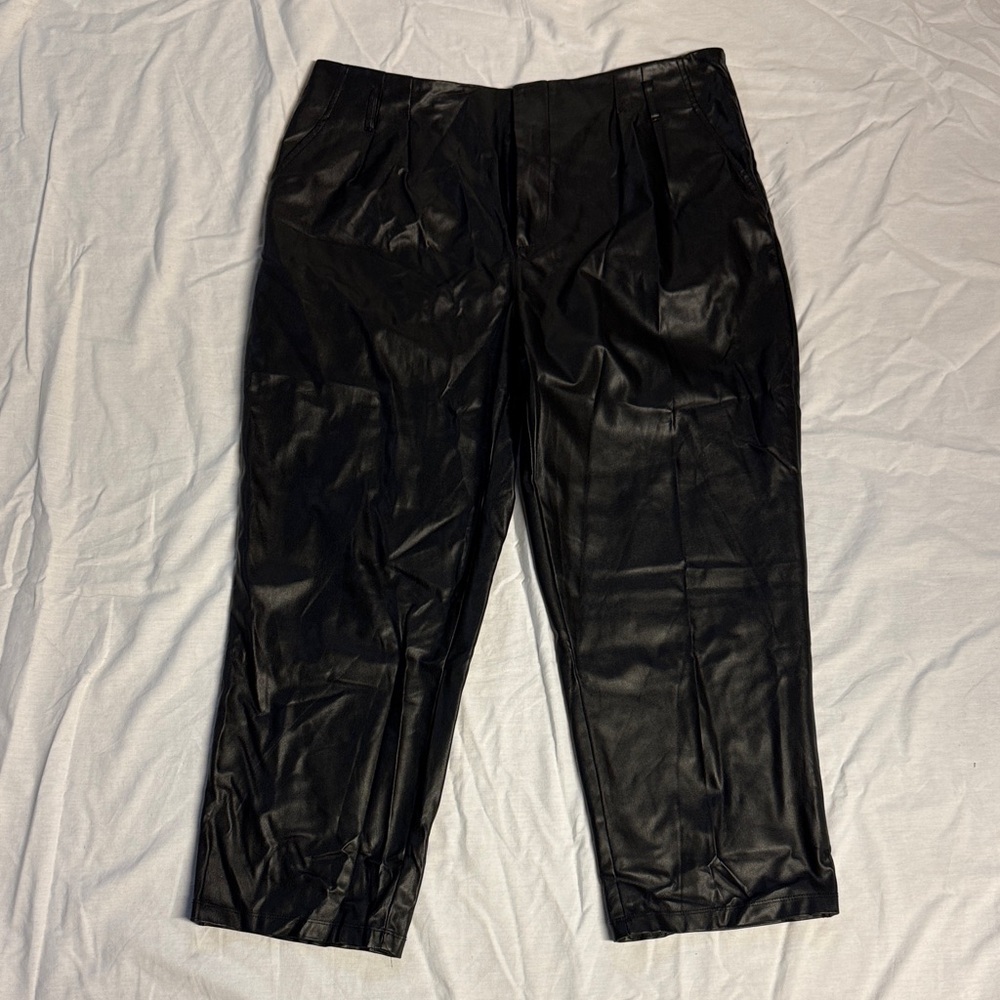 Who What Wear Black Faux Leather Dress Pants